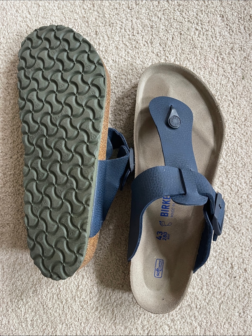Birkenstock Navy Blue Single-strap Thong Sandals